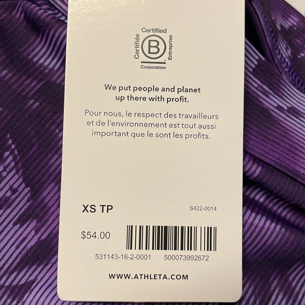 Athleta NWT Purple sports bra, Sz XS - Picture 5 of 6